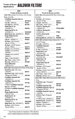 Baldwinfilters cross-references for tractors