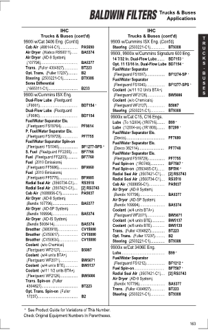 Baldwinfilters cross-references for tractors