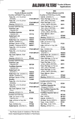 Baldwinfilters cross-references for tractors