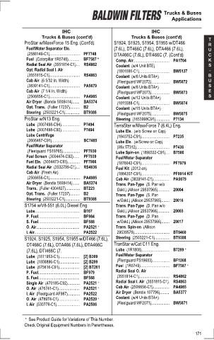 Baldwinfilters cross-references for tractors