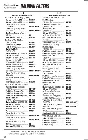 Baldwinfilters cross-references for tractors