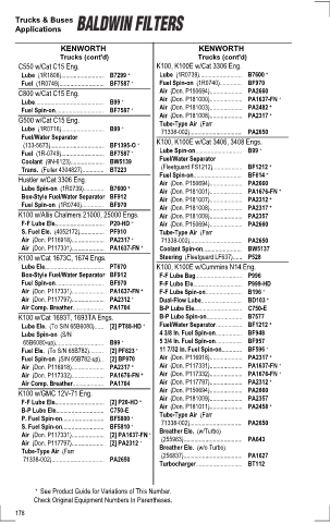 Baldwinfilters cross-references for tractors