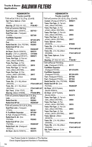 Baldwinfilters cross-references for tractors