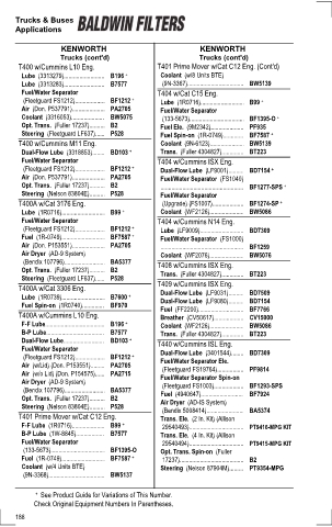 Baldwinfilters cross-references for tractors