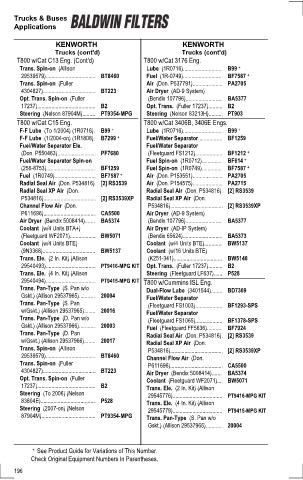 Baldwinfilters cross-references for tractors