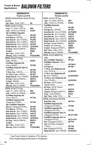 Baldwinfilters cross-references for tractors