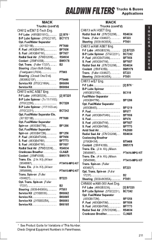 Baldwinfilters cross-references for tractors