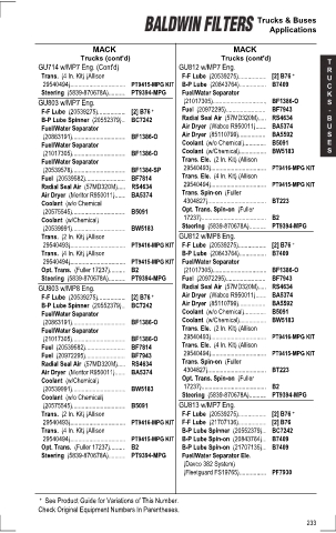 Baldwinfilters cross-references for tractors