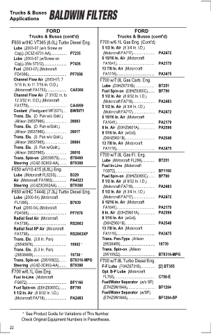 Baldwinfilters cross-references for tractors