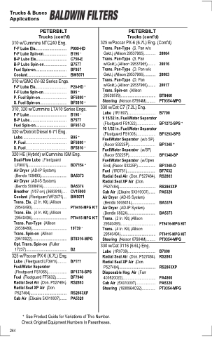 Baldwinfilters cross-references for tractors