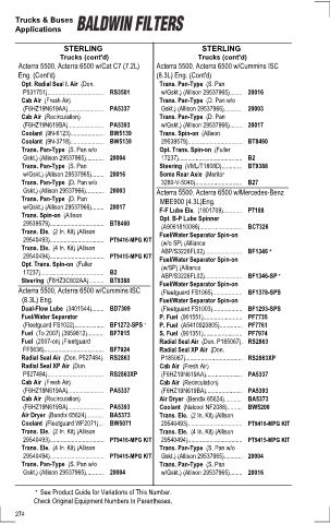 Baldwinfilters cross-references for tractors