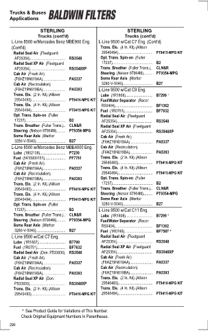 Baldwinfilters cross-references for tractors