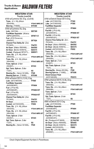 Baldwinfilters cross-references for tractors