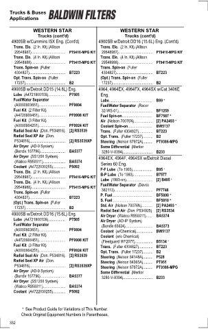 Baldwinfilters cross-references for tractors
