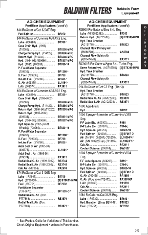Baldwinfilters cross-references for tractors
