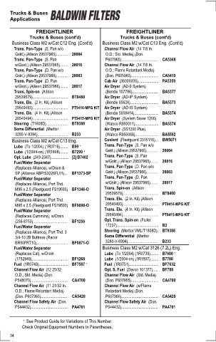 Baldwinfilters cross-references for tractors