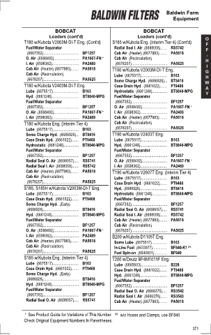 Baldwinfilters cross-references for tractors