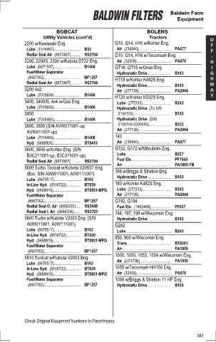 Baldwinfilters cross-references for tractors