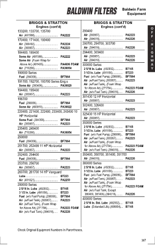 Baldwinfilters cross-references for tractors