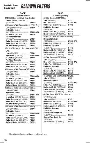 Baldwinfilters cross-references for tractors