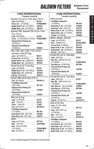 Baldwinfilters cross-references for tractors
