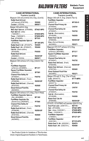 Baldwinfilters cross-references for tractors
