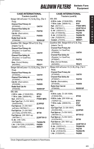 Baldwinfilters cross-references for tractors