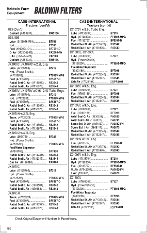 Baldwinfilters cross-references for tractors