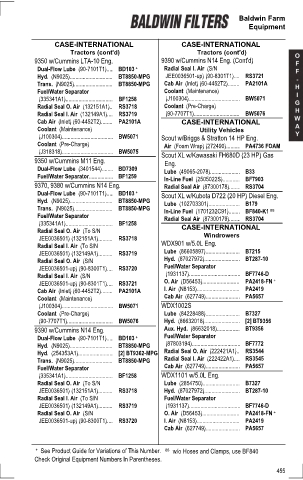 Baldwinfilters cross-references for tractors