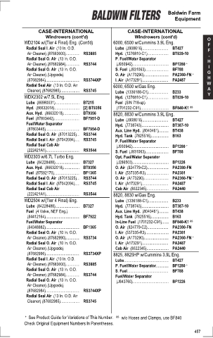 Baldwinfilters cross-references for tractors
