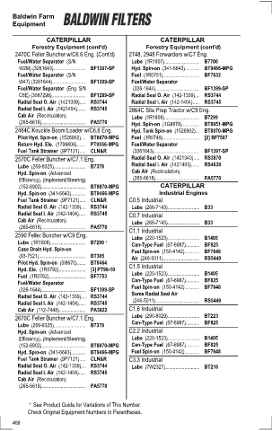 Baldwinfilters cross-references for tractors