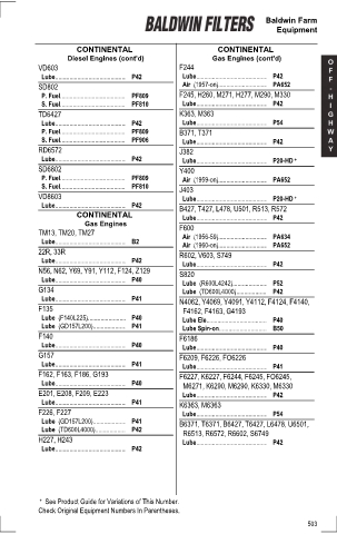 Baldwinfilters cross-references for tractors