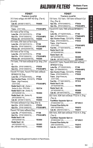 Baldwinfilters cross-references for tractors