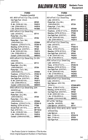 Baldwinfilters cross-references for tractors