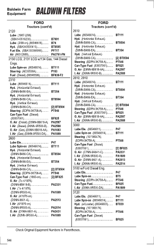 Baldwinfilters cross-references for tractors
