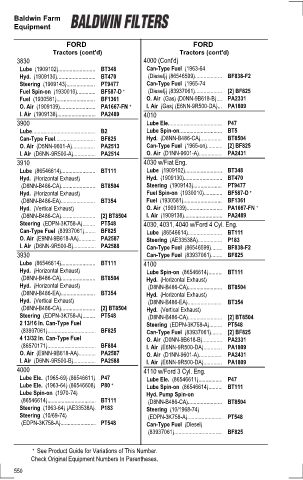 Baldwinfilters cross-references for tractors