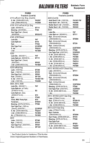 Baldwinfilters cross-references for tractors