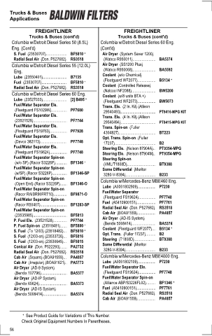 Baldwinfilters cross-references for tractors