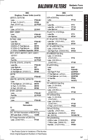 Baldwinfilters cross-references for tractors