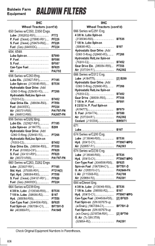 Baldwinfilters cross-references for tractors