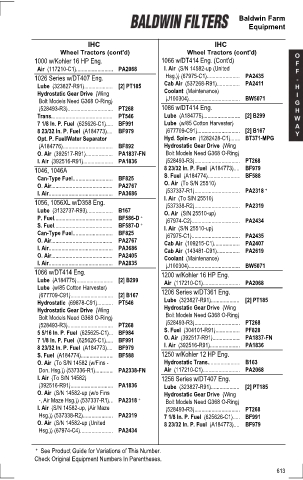 Baldwinfilters cross-references for tractors