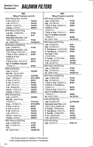 Baldwinfilters cross-references for tractors