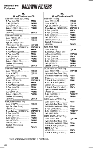 Baldwinfilters cross-references for tractors