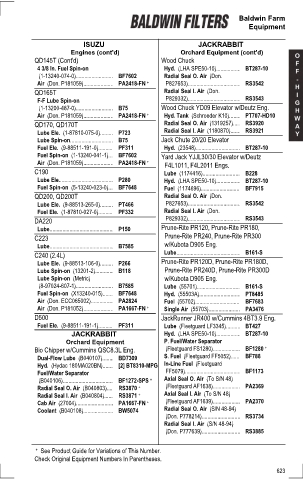 Baldwinfilters cross-references for tractors