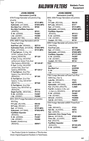 Baldwinfilters cross-references for tractors