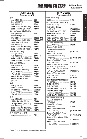 Baldwinfilters cross-references for tractors