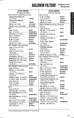 Baldwinfilters cross-references for tractors