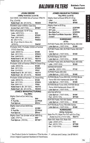 Baldwinfilters cross-references for tractors