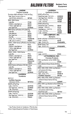 Baldwinfilters cross-references for tractors
