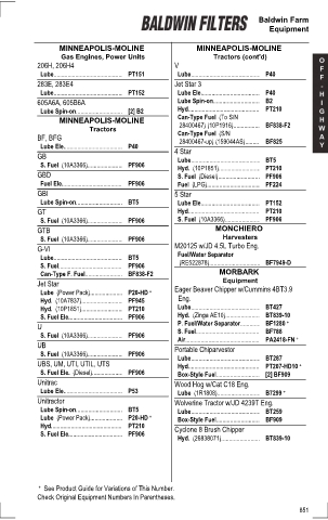 Baldwinfilters cross-references for tractors